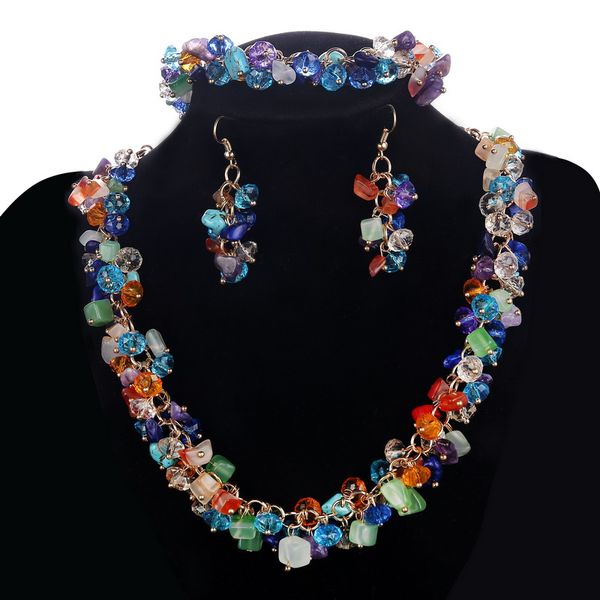 Colorful Geometric Natural Stone Chocker Necklace Bracelet Earrings 3pcs African Beads Gold Jewelry Sets For Women
Colorful Geometric Natural Stone Chocker Necklace Bracelet Earrings 3pcs African Beads Gold Jewelry Sets For Women