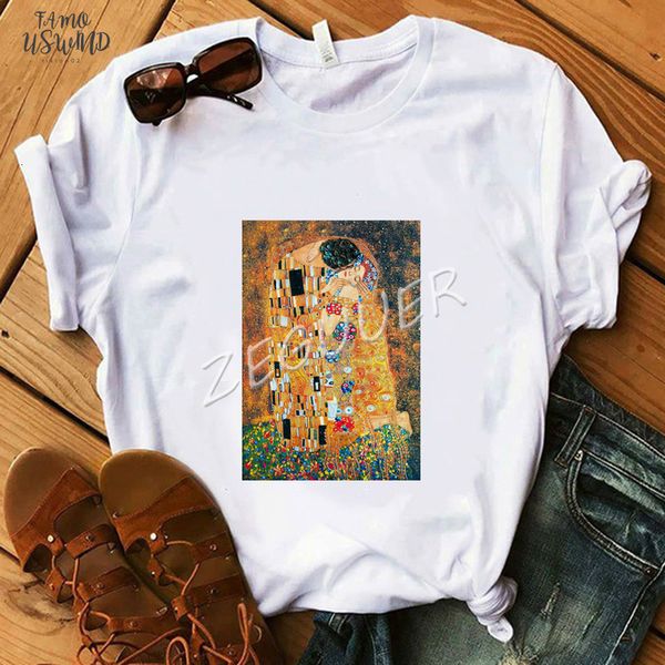 women white classic t shirt the kiss art oil painting t shirt lady graphic cotton soft tees summer casual 90s
women white classic t shirt the kiss art oil painting t shirt lady graphic cotton soft tees summer casual 90s