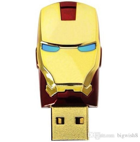 сюрприз оптовая 16 гб 32 гб 64 гб железный человек usb флэш-накопитель серии 2.0 хранения железный человек memory stick данных led