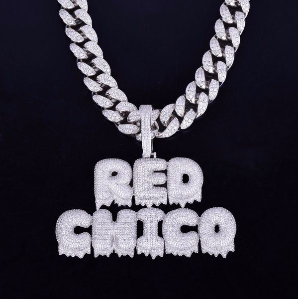 with 20mm 18inch cuban chain custom name men's drip bubble letters pendants necklaces ice out zircon hip hop jewelry for gift, Silver
with 20mm 18inch cuban chain custom name men's drip bubble letters pendants necklaces ice out zircon hip hop jewelry for gift, Silver
