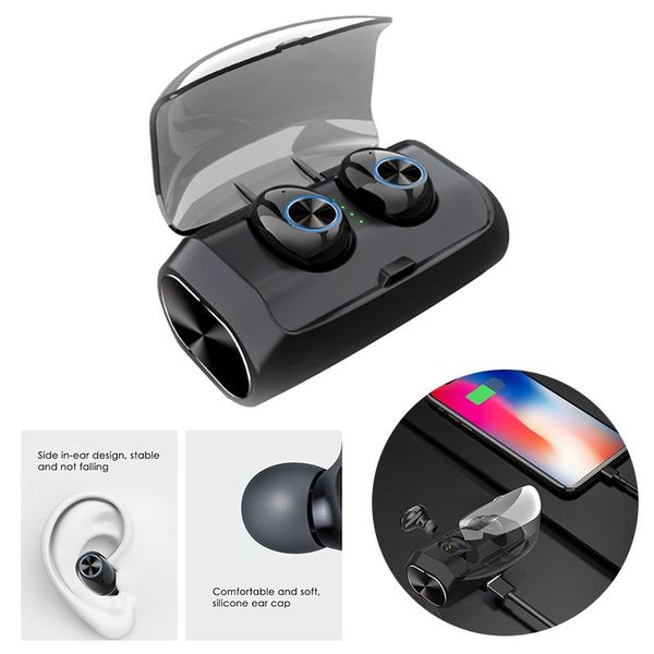 TWS Bluetooth 5.0 Wireless Headphones True Stereo Mini Twins Earphones Touch Control Headsets Earbuds With Charger Box Mic for Smartphones