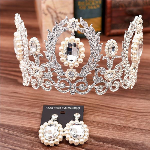 baroque gold rhinestone crystal bride tiara and crown earring set wedding diadem headpiece hair jewelry accessories set bh, Golden;white
baroque gold rhinestone crystal bride tiara and crown earring set wedding diadem headpiece hair jewelry accessories set bh, Golden;white