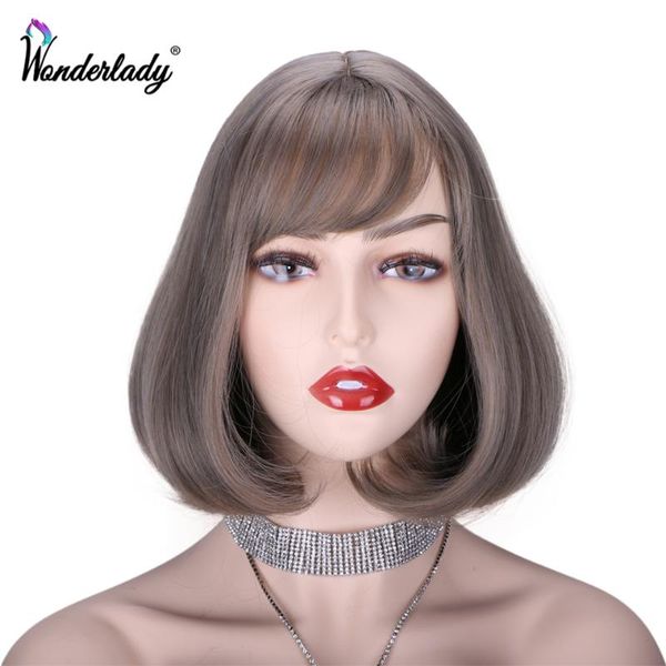 wonderlady short bob straight wig grey brown red middle part heat resistant synthetic wigs with bangs for african american women, Black
wonderlady short bob straight wig grey brown red middle part heat resistant synthetic wigs with bangs for african american women, Black