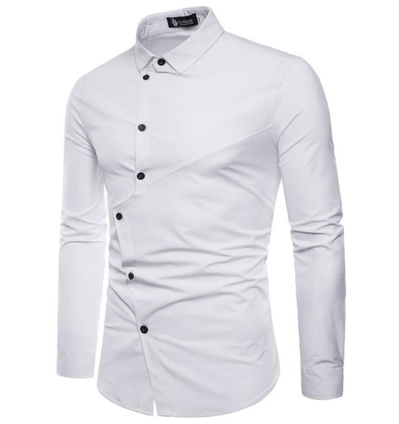 men shirt single breasted turn down collar personality tailoring irregular threshold fashion longsleeved shirt dc76, White;black
men shirt single breasted turn down collar personality tailoring irregular threshold fashion longsleeved shirt dc76, White;black