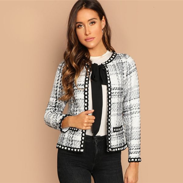 ladies jacket coat women tie neck whipstitch detail tweed autumn jacket black and white elegant womens coats and jackets, Black;brown
ladies jacket coat women tie neck whipstitch detail tweed autumn jacket black and white elegant womens coats and jackets, Black;brown