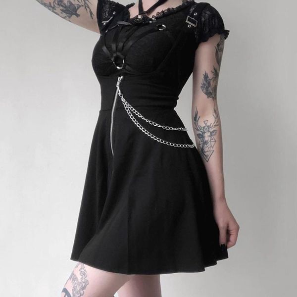 casual dresses rosetic punk chain black strap women suspends dress mini 2021 summer gothic women's sleeveless a-line short goth, Black;gray
casual dresses rosetic punk chain black strap women suspends dress mini 2021 summer gothic women's sleeveless a-line short goth, Black;gray