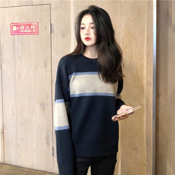 2019 knitted oversize sweaters women autumn patchwork sweater loose pullover korean knitwear female jumper, White;black
2019 knitted oversize sweaters women autumn patchwork sweater loose pullover korean knitwear female jumper, White;black