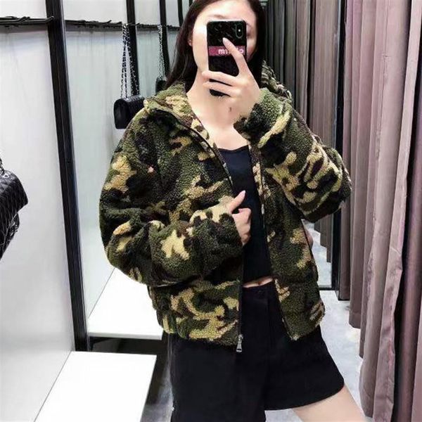 camouflage print lapel long sleeve lamb hair jacket women plus zipper version slim fit chic winter female coat, Black
camouflage print lapel long sleeve lamb hair jacket women plus zipper version slim fit chic winter female coat, Black