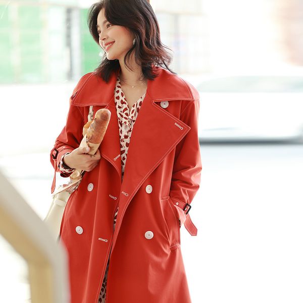 women's trench coats casual double-breasted classic loose with belt lapel outwear red coat buckle spring mid-long windbreaker, Tan;black
women's trench coats casual double-breasted classic loose with belt lapel outwear red coat buckle spring mid-long windbreaker, Tan;black