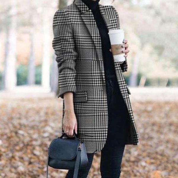 women's jackets women plus size plaid print spring autumn cardigan office lady clothes outwear 2021 vintage coats blouson femme, Black;brown
women's jackets women plus size plaid print spring autumn cardigan office lady clothes outwear 2021 vintage coats blouson femme, Black;brown