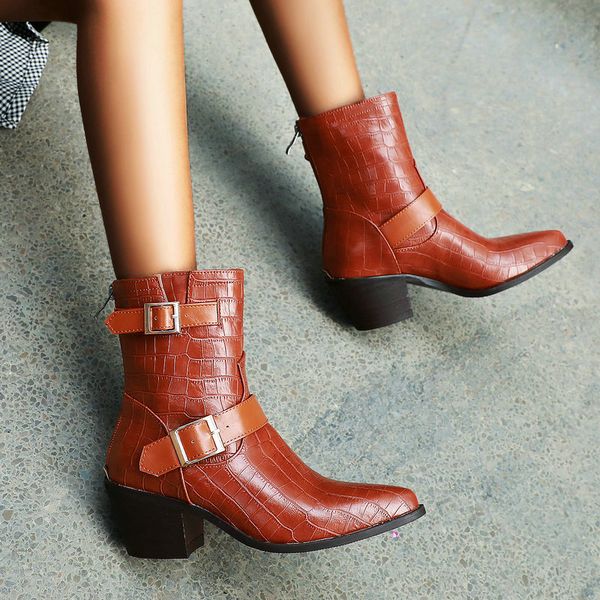 thick heeled ankle boots for woman black brown buckle motorcycle short boots 2019 pointed toe winter women
thick heeled ankle boots for woman black brown buckle motorcycle short boots 2019 pointed toe winter women