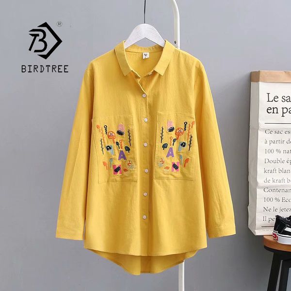autumn women floral embroidery pockets cotton yellow shirt long sleeve casual blouse plus size 4xl feminina blusa t06619f, White
autumn women floral embroidery pockets cotton yellow shirt long sleeve casual blouse plus size 4xl feminina blusa t06619f, White