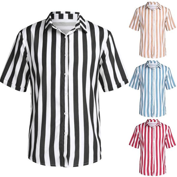 fashion men summer stripe print buttons turn down collar short sleeve shirt top, White;black
fashion men summer stripe print buttons turn down collar short sleeve shirt top, White;black