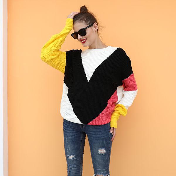 2019 women autumn winter o neck color patchwork long sleeve casual fashion loose streetwear knitted pullovers sweater sj4027u, White;black
2019 women autumn winter o neck color patchwork long sleeve casual fashion loose streetwear knitted pullovers sweater sj4027u, White;black