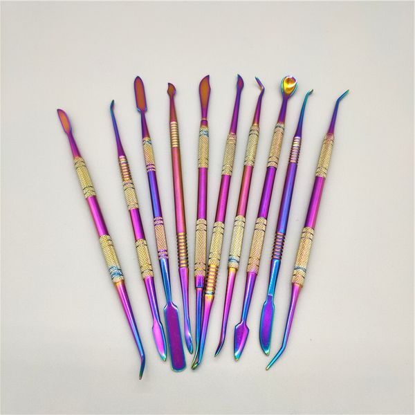 10 styles metal dabber tools rainbow gold color 7 inch wax bho dab oil dry herb shovel Hook rake spoon with retail packaging
10 styles metal dabber tools rainbow gold color 7 inch wax bho dab oil dry herb shovel Hook rake spoon with retail packaging