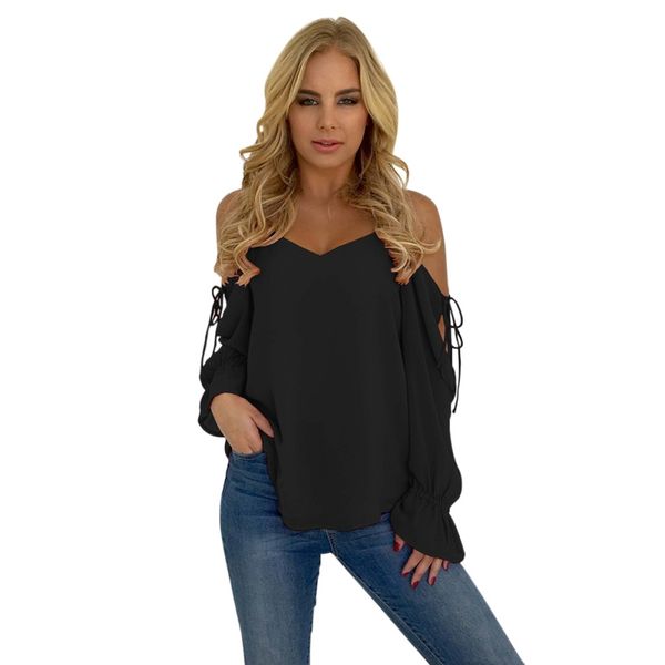 fashion womens chiffon blouses solid strappy off shoulder lace up long sleeve blouse casual blusas feminina ladies clothing, White
fashion womens chiffon blouses solid strappy off shoulder lace up long sleeve blouse casual blusas feminina ladies clothing, White