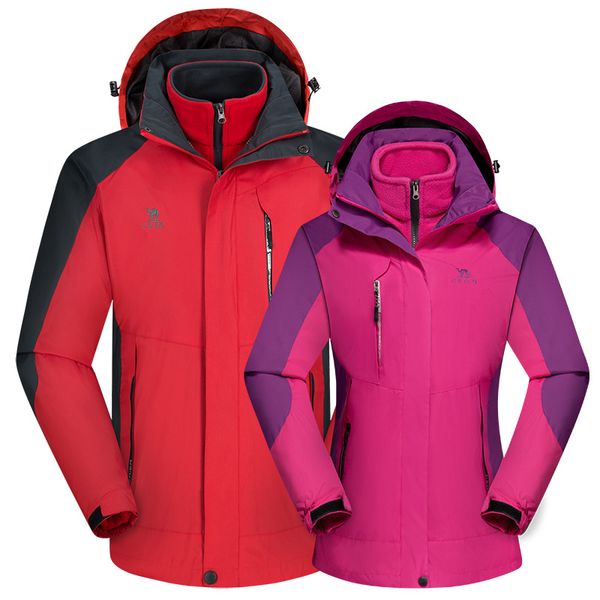 winter three-in-one-piece couples outdoor warm waterproof raincoat jacket