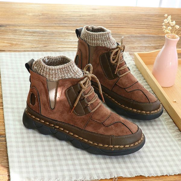 hand-stitched short boots college wind plus velvet cotton boots mori girl literary retro warm ankle wool tube womens, Black
hand-stitched short boots college wind plus velvet cotton boots mori girl literary retro warm ankle wool tube womens, Black