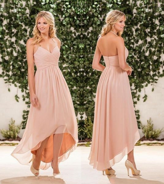 blush pink chiffon high low bridesmaid dresses halter pleats back zipper long beach country garden maid of honor gowns, White;pink
blush pink chiffon high low bridesmaid dresses halter pleats back zipper long beach country garden maid of honor gowns, White;pink
