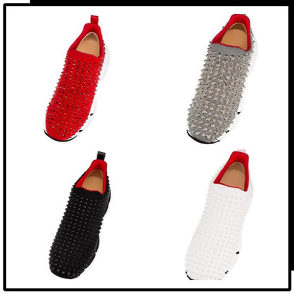 red bottom spike sock designer casual shoes , red sole flats with krystal spikes 0, Black
red bottom spike sock designer casual shoes , red sole flats with krystal spikes 0, Black