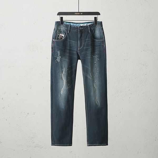 autumn men fashion straight style water wash ripped painted casual jeans male trendy vintage bleached denim bottom pants, Blue
autumn men fashion straight style water wash ripped painted casual jeans male trendy vintage bleached denim bottom pants, Blue