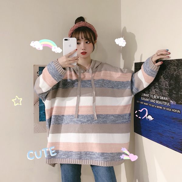 women clothing knitted vetement femme spring autumn new loose casual sweet full sleeve panelled striped pullovers sweaters, White;black
women clothing knitted vetement femme spring autumn new loose casual sweet full sleeve panelled striped pullovers sweaters, White;black