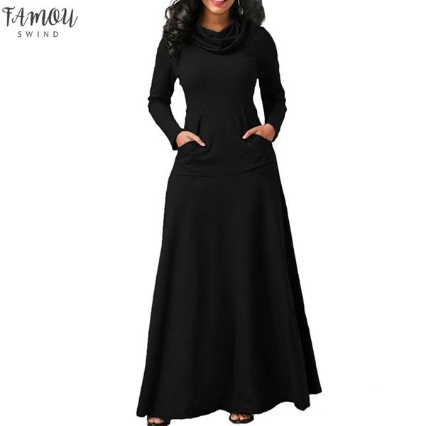 women maxi dress with pocket casual solid long sleeve vintage long dress bow neck elegant warm long dress robe female vestidos, Black;gray
women maxi dress with pocket casual solid long sleeve vintage long dress bow neck elegant warm long dress robe female vestidos, Black;gray