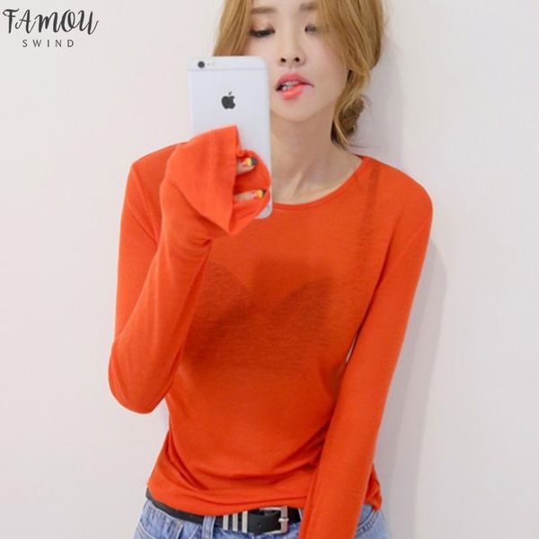 thin women see through plain t shirt women cotton elastic basic long sleeve sheer slim ladies t shirt korean style, White
thin women see through plain t shirt women cotton elastic basic long sleeve sheer slim ladies t shirt korean style, White