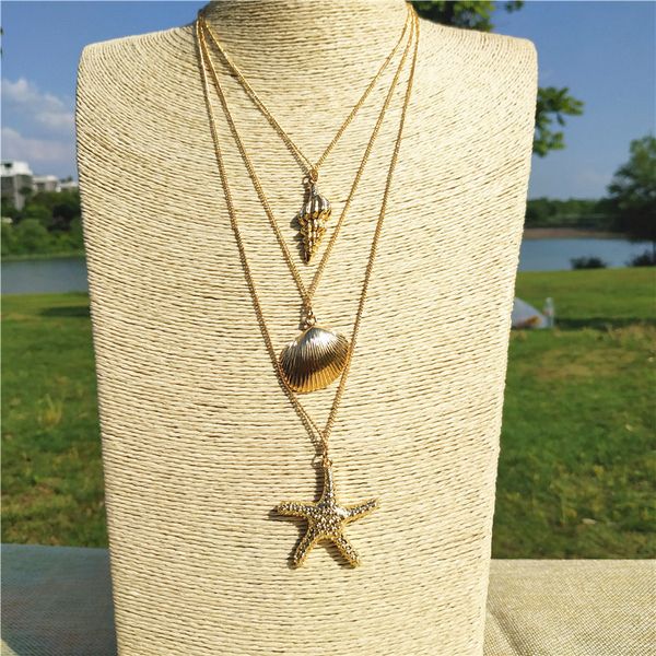 bohemian starfish shell multi layer necklaces women boho gold color chain pendant collares de moda collier femme 2019, Silver
bohemian starfish shell multi layer necklaces women boho gold color chain pendant collares de moda collier femme 2019, Silver