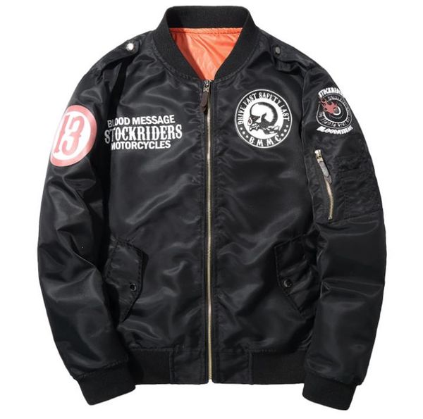 mens fashion flight jackets autumn street style skulls patch embroidery long sleeved stand collar coats fashion bomber jacket men, Black;brown
mens fashion flight jackets autumn street style skulls patch embroidery long sleeved stand collar coats fashion bomber jacket men, Black;brown