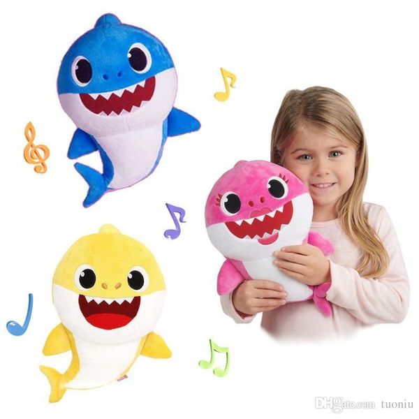 

PinkFong Baby Shark Мягкие Освещения Shiner Куклы Сожмите Мультфильм Плюшевые Игрушки Пение Звук Мягкая Кукла для Детей Рождественский Подарок Партия Питания