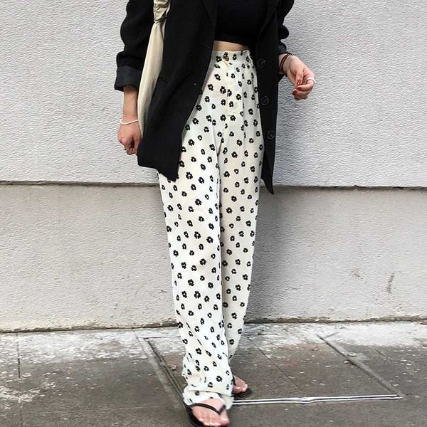 women's pants & capris floral wide leg womens high waist loose casual straight korean elastic trouser plus size black flower female, Black;white
women's pants & capris floral wide leg womens high waist loose casual straight korean elastic trouser plus size black flower female, Black;white