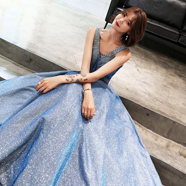 fashion shining sky blue v-neck little train evening dress party gown sleeveless lace up elegant formal dresses, White;black
fashion shining sky blue v-neck little train evening dress party gown sleeveless lace up elegant formal dresses, White;black