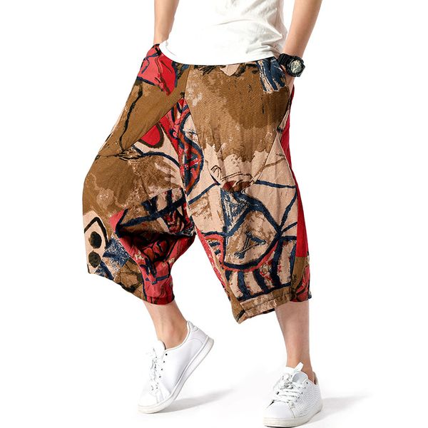 men's pants cropped retro plus size fashion harem 2021 chinese style printed wide-leg summer sports, Black
men's pants cropped retro plus size fashion harem 2021 chinese style printed wide-leg summer sports, Black