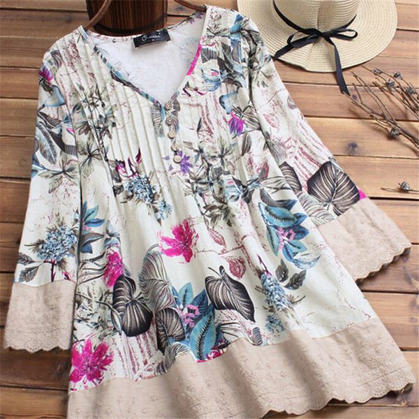 women floral blouses womens long sleeve blouses and plus size ladies vintage flower women blouse shirt top, White
women floral blouses womens long sleeve blouses and plus size ladies vintage flower women blouse shirt top, White