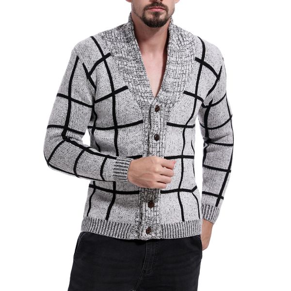 

fashion men wool jackets button v-neck knitted men stripe jacket coats vogueknitwear nice autumn sweater coat eu size, Black;brown