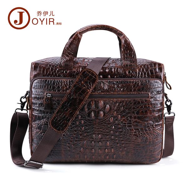 men briefcase genuine leather men's bag office bags for men lapbag 15.6 inch business briefcase croco design work