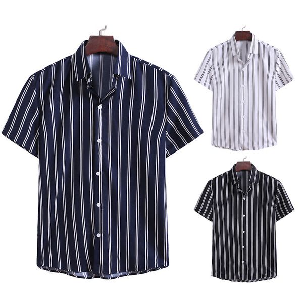 striped print mens designer shirts fashion natural color mens shirts short sleeve turndown collar casual shirts, White;black
striped print mens designer shirts fashion natural color mens shirts short sleeve turndown collar casual shirts, White;black
