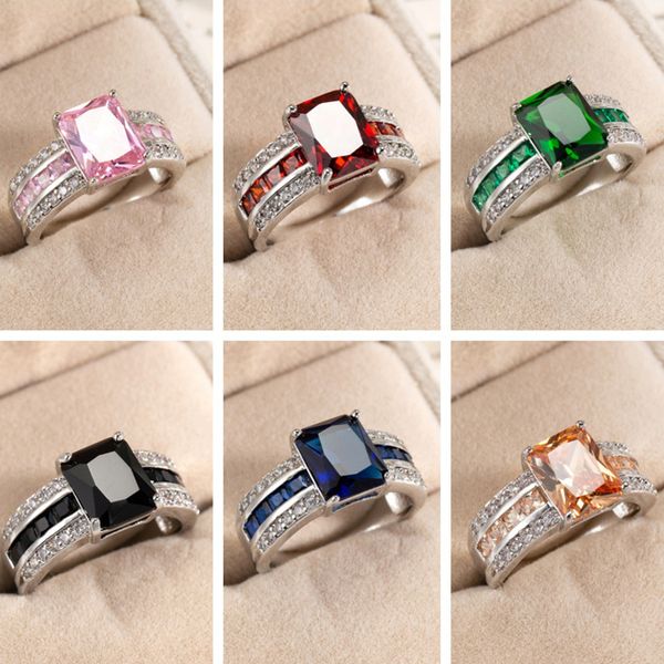 exquisite silver color black red champagne blue pink blue green zircon wedding rings for women sparkling cz engagement jewelry, Slivery;golden
exquisite silver color black red champagne blue pink blue green zircon wedding rings for women sparkling cz engagement jewelry, Slivery;golden