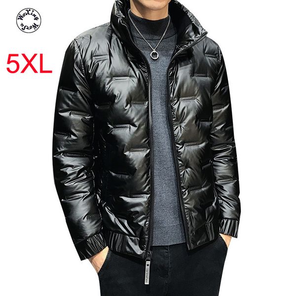 men's 80% white eiderdown down jacket winter bright stand collar thin light down jacket 5xl, Black
men's 80% white eiderdown down jacket winter bright stand collar thin light down jacket 5xl, Black