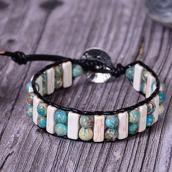 2019 new chakra natural stone handmade beaded woven jewelry retro leather rope multi-layer winding bracelet couple bracelets, Black
2019 new chakra natural stone handmade beaded woven jewelry retro leather rope multi-layer winding bracelet couple bracelets, Black