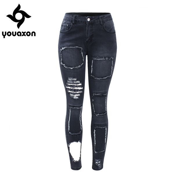 2098 youaxon black patchwork jeans new women`s mid waist torn stretchy denim trousers ripped skinny jeans woman ing, Blue
2098 youaxon black patchwork jeans new women`s mid waist torn stretchy denim trousers ripped skinny jeans woman ing, Blue