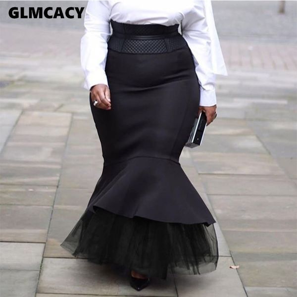 women plus size high waist cascading ruffle design bodycon skirt mesh design solid chic oversize skirt, Black
women plus size high waist cascading ruffle design bodycon skirt mesh design solid chic oversize skirt, Black