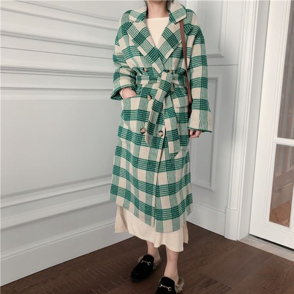 ailegogo new fashion green plaid long coat casual loose fit lace up outwear double brested turn-down collar coats, Black
ailegogo new fashion green plaid long coat casual loose fit lace up outwear double brested turn-down collar coats, Black