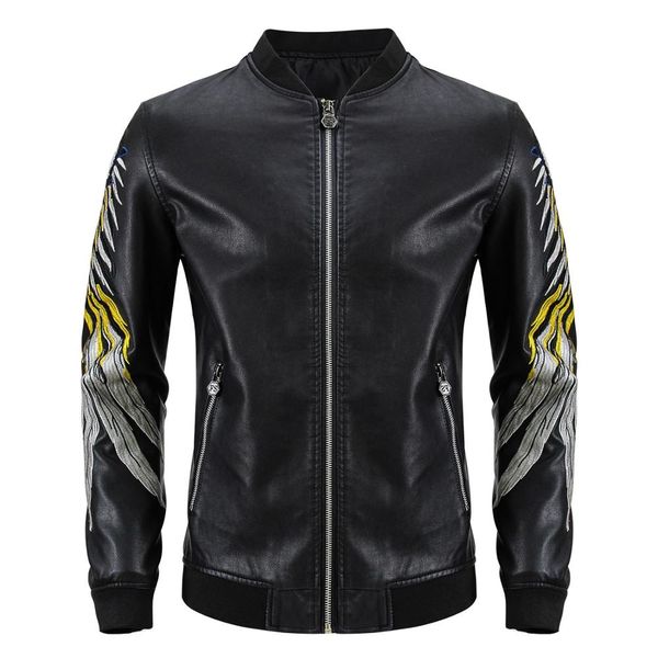 mens leather jacket men's embroidered wings baseball uniform coat autumn winter motorcycle pu leather jackets bomber jacket male, Black
mens leather jacket men's embroidered wings baseball uniform coat autumn winter motorcycle pu leather jackets bomber jacket male, Black