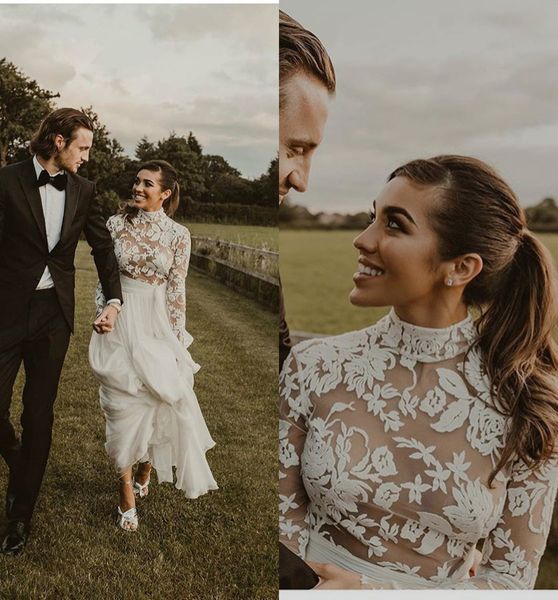 2020 bohemian new arrival long sleeve a line wedding dresses lace satin high neck bridal gowns zipper floor length wedding gowns, White
2020 bohemian new arrival long sleeve a line wedding dresses lace satin high neck bridal gowns zipper floor length wedding gowns, White