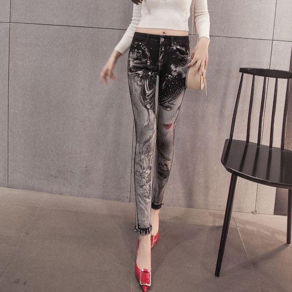 2018 new spring autumn fashion personality cotton skinny low waist pattern stretch female girls pencil pants jeans 79177, Blue
2018 new spring autumn fashion personality cotton skinny low waist pattern stretch female girls pencil pants jeans 79177, Blue