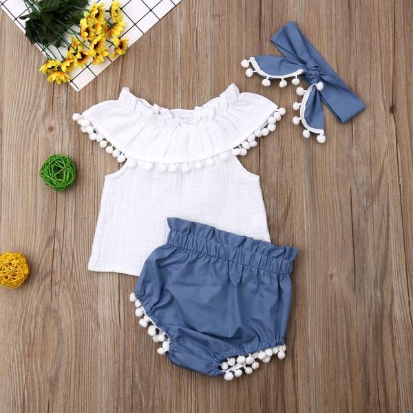 clothing sets baby girl clothes tassel off shoulder +short+headband 3pcs born summer outfit set infant, White
clothing sets baby girl clothes tassel off shoulder +short+headband 3pcs born summer outfit set infant, White