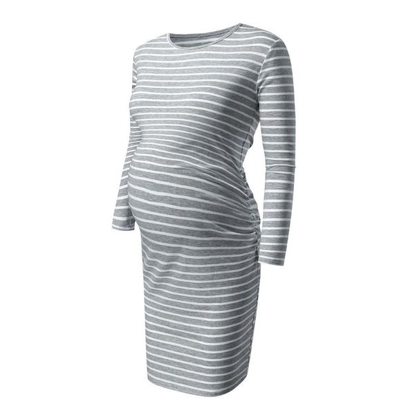 2019 maternity women dress pregnancy stripe dresses mama clothes round sleeve ruched ruching scoop neck pregnan womens clothing, White 
2019 maternity women dress pregnancy stripe dresses mama clothes round sleeve ruched ruching scoop neck pregnan womens clothing, White