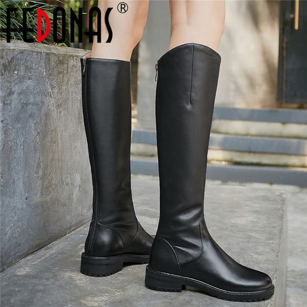 fedonas winter classic genuine leather warm female riding boots party night club shoes woman long boots women knee high, Black
fedonas winter classic genuine leather warm female riding boots party night club shoes woman long boots women knee high, Black